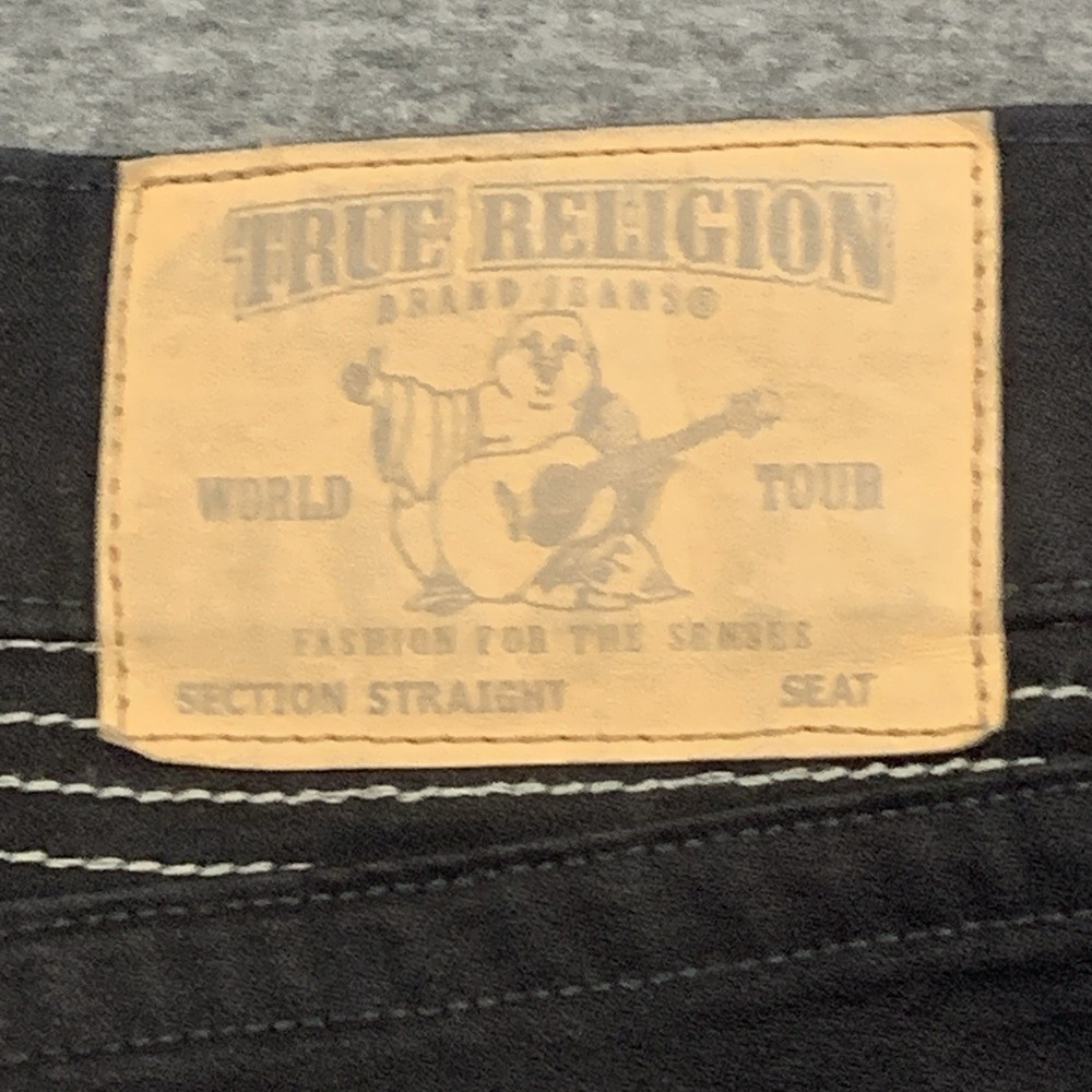True Religion Men's Straight Leg Jeans Black Cotton Blend - 44x33 - Picture 6 of 14